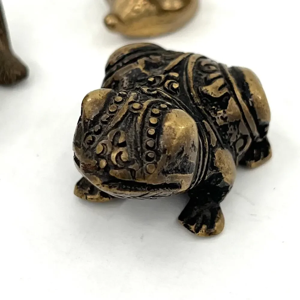 Solid brass miniature bear mouse ring holder and frog - Picture 4 of 6